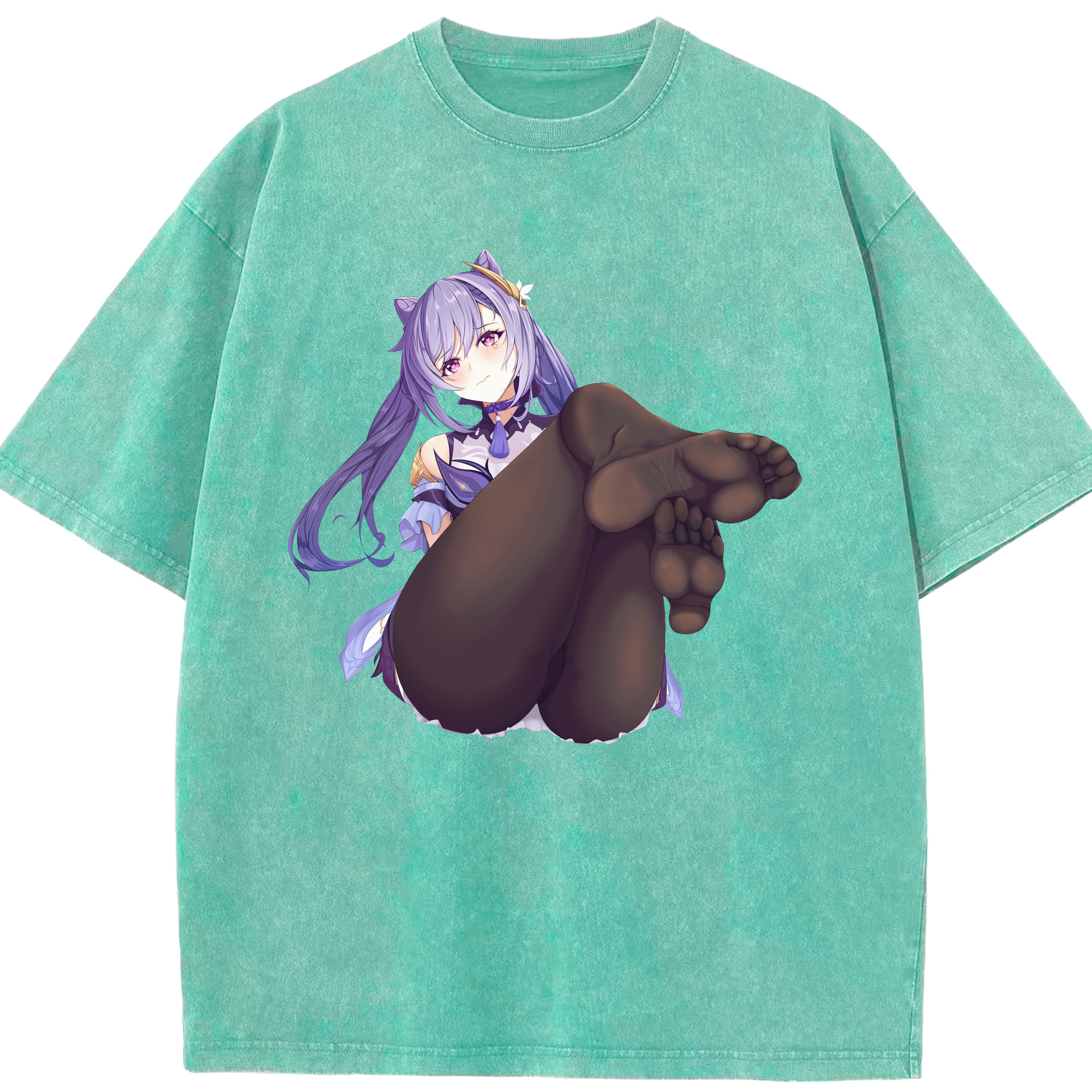 げんし神 刻晴 こくせい genshin Kokusei 綿100% ヴィンテージ風 半袖Tシャツ（フロントプリント）
